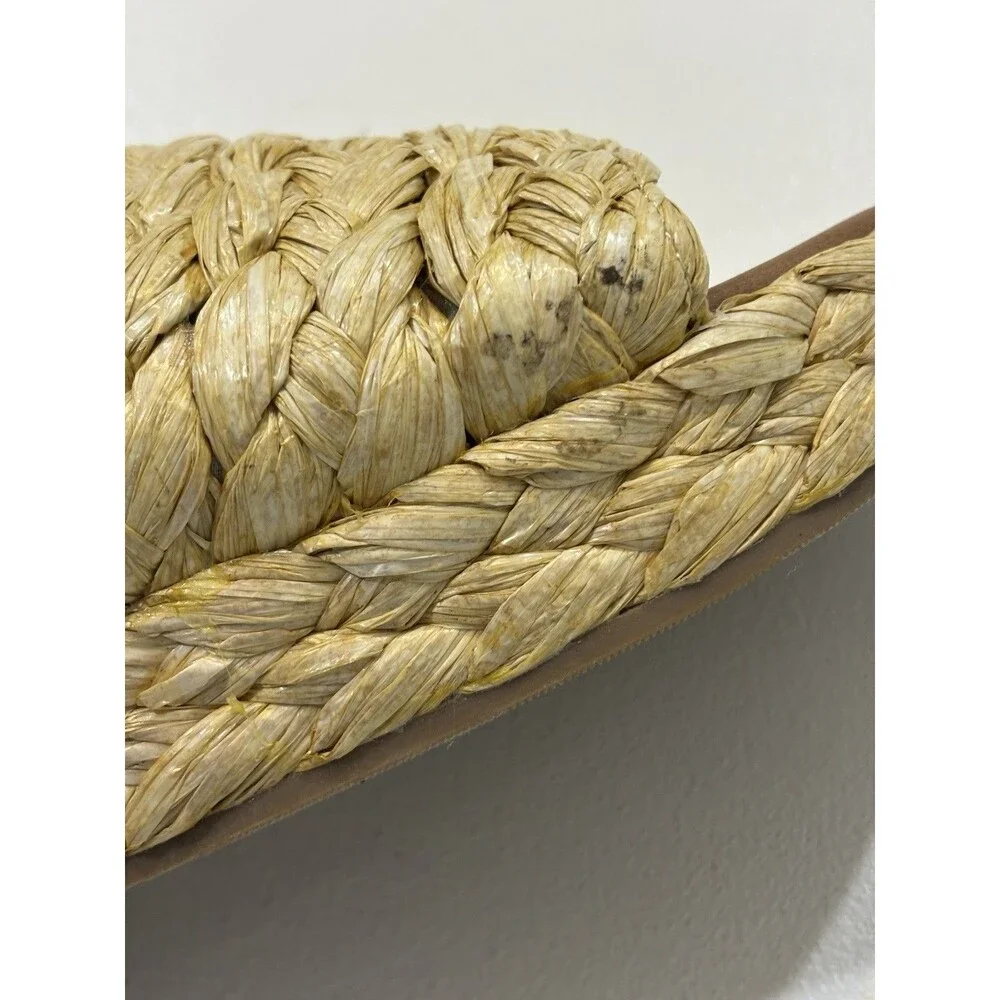 Women’s 10 Slide Braided Raffia Sandals A New Day NWT